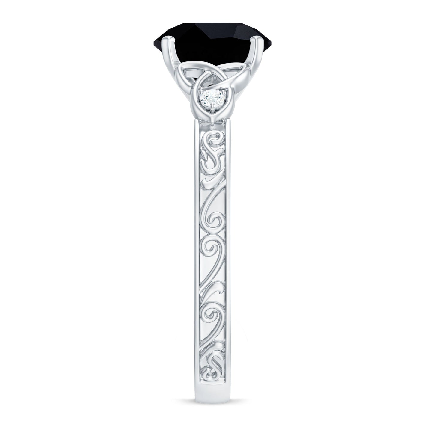 Vintage Inspired Black Onyx Celtic Engagement Ring with Diamond