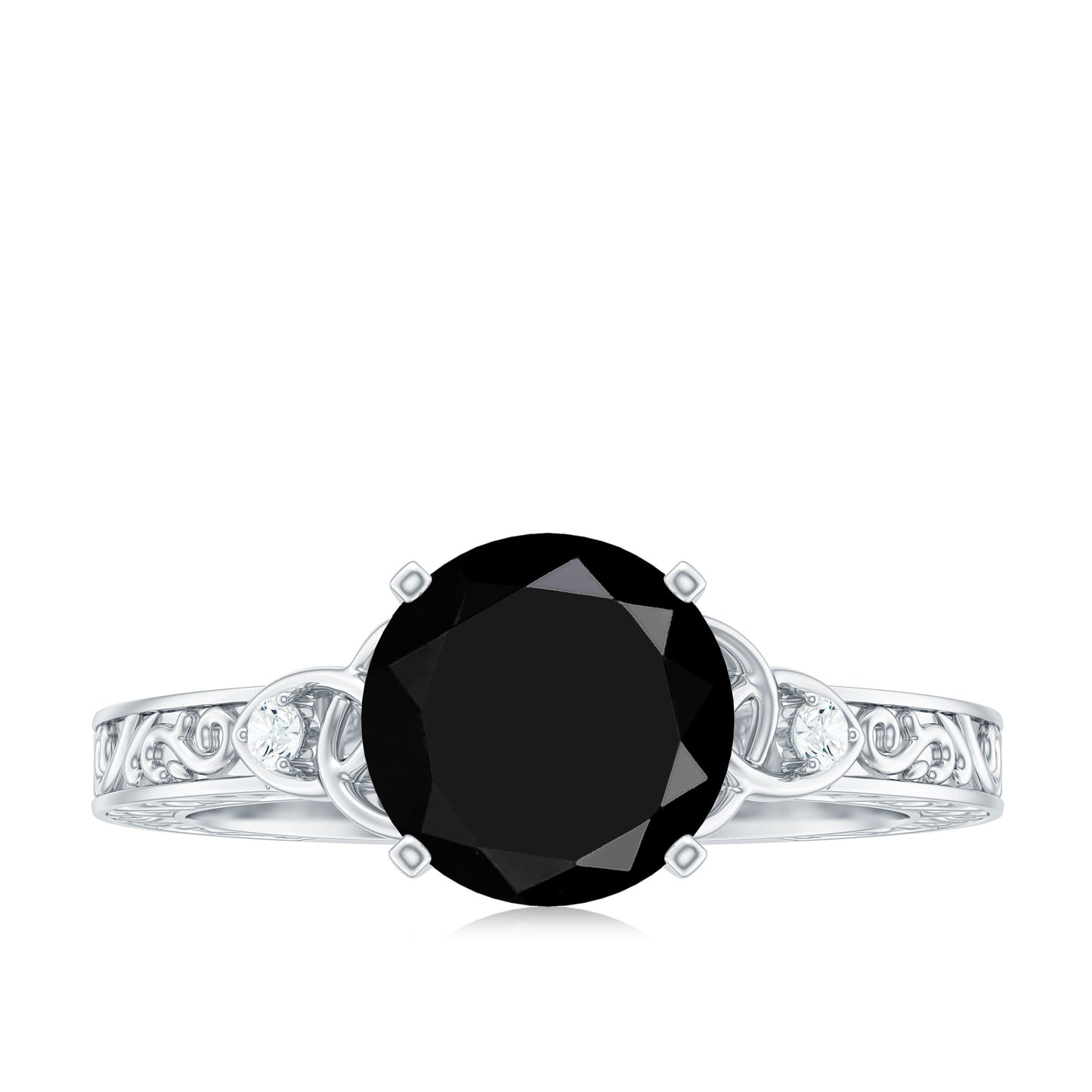 Vintage Inspired Black Onyx Celtic Engagement Ring with Diamond