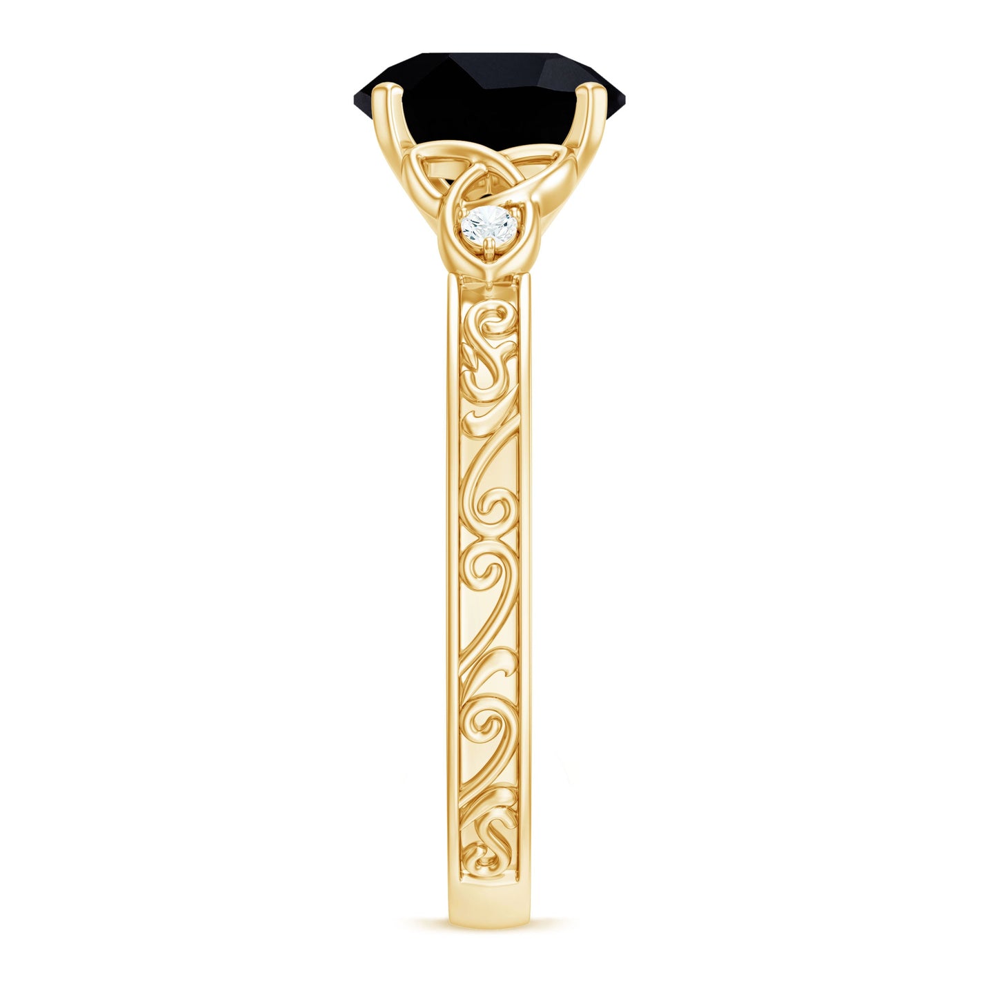 Vintage Inspired Black Onyx Celtic Engagement Ring with Diamond