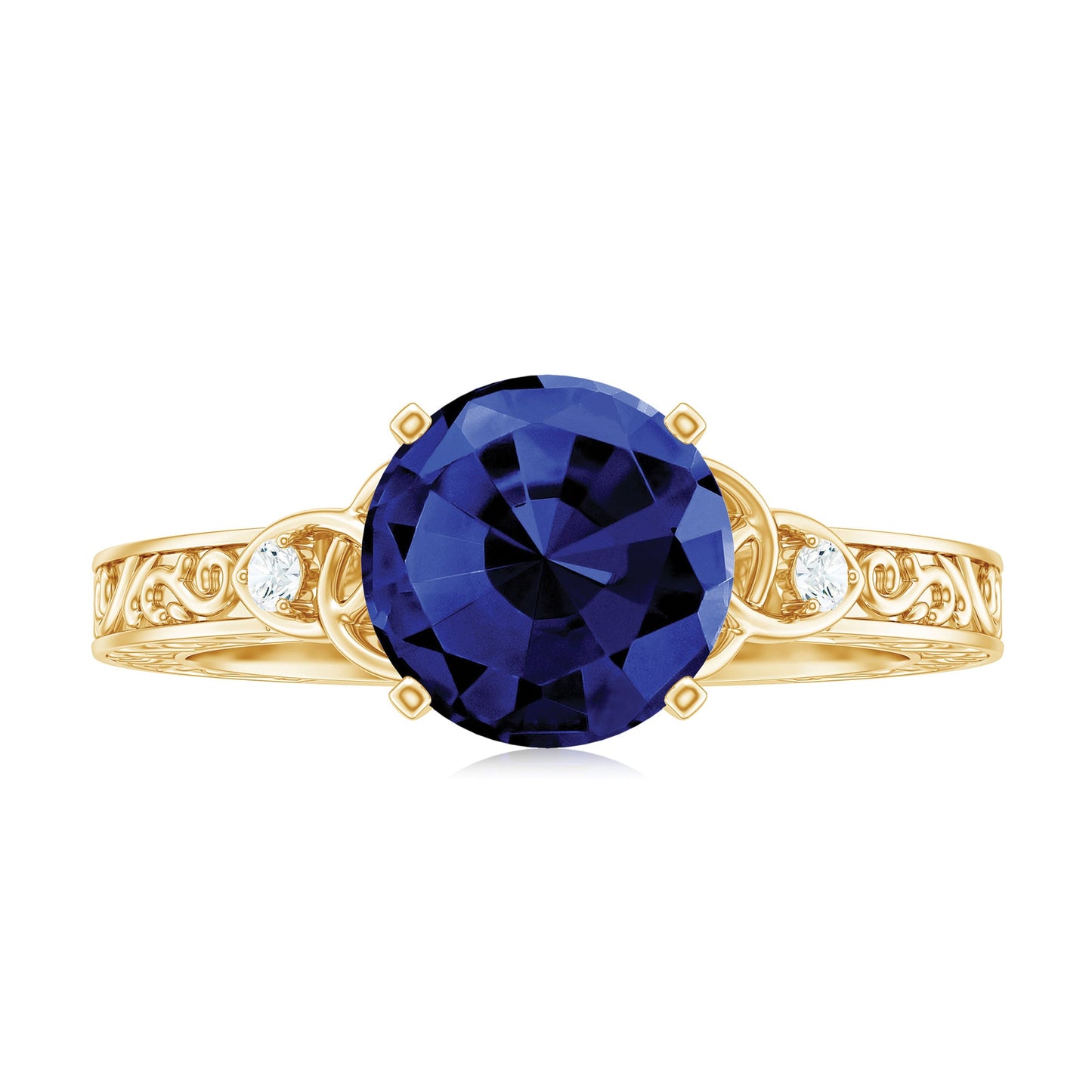 Certified 2.7 Carat Lab Grown Blue Sapphire Celtic Engagement Ring with Diamond