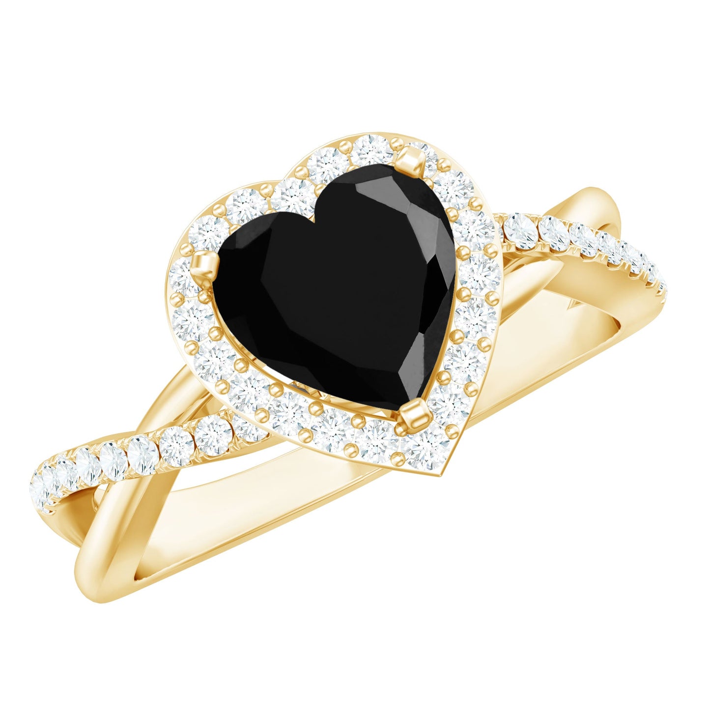 2.4 Carat Lab Grown Black and White Diamond Heart Engagement Ring with Halo