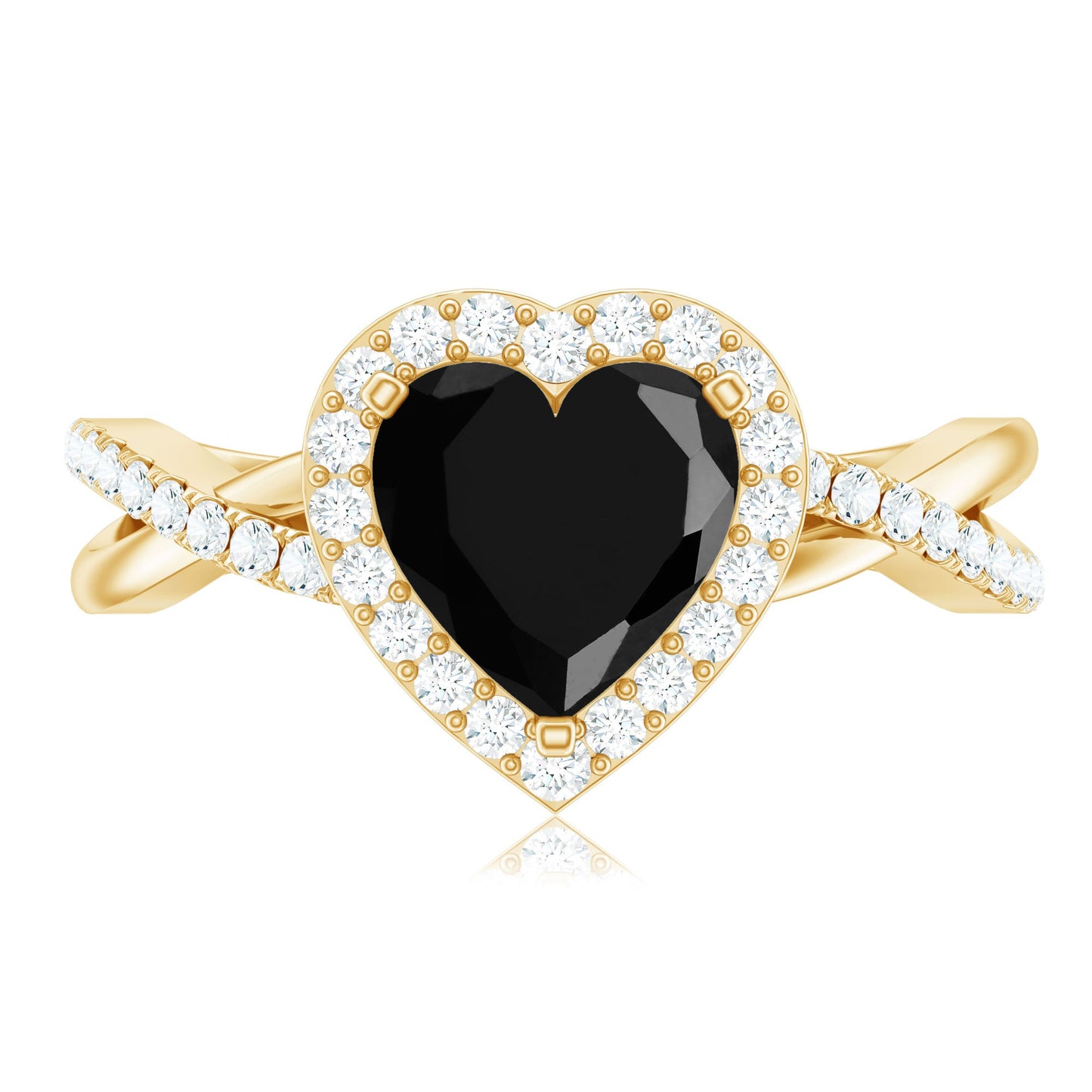 2.4 Carat Lab Grown Black and White Diamond Heart Engagement Ring with Halo