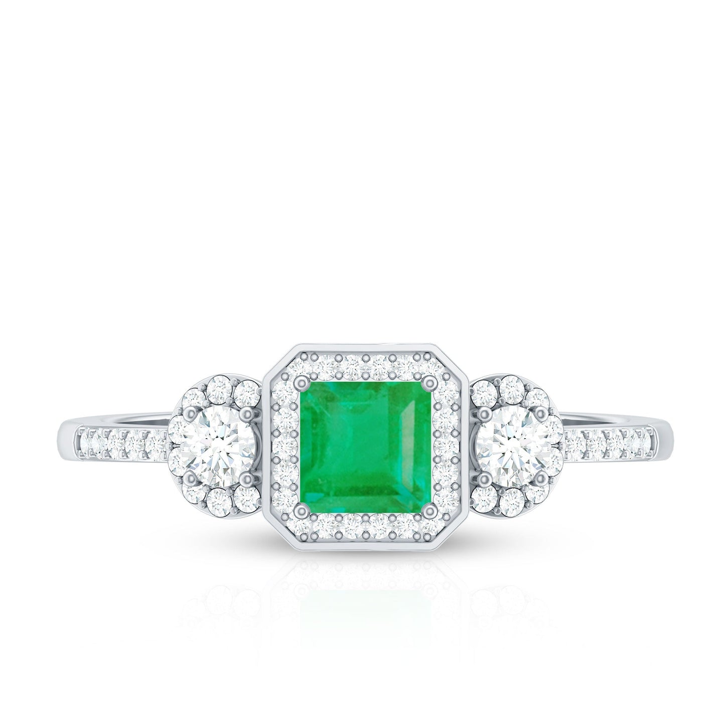Princess Cut Emerald Classic Vintage Engagement Ring Diamond