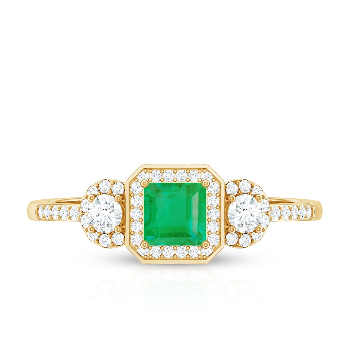Princess Cut Emerald Classic Vintage Engagement Ring Diamond