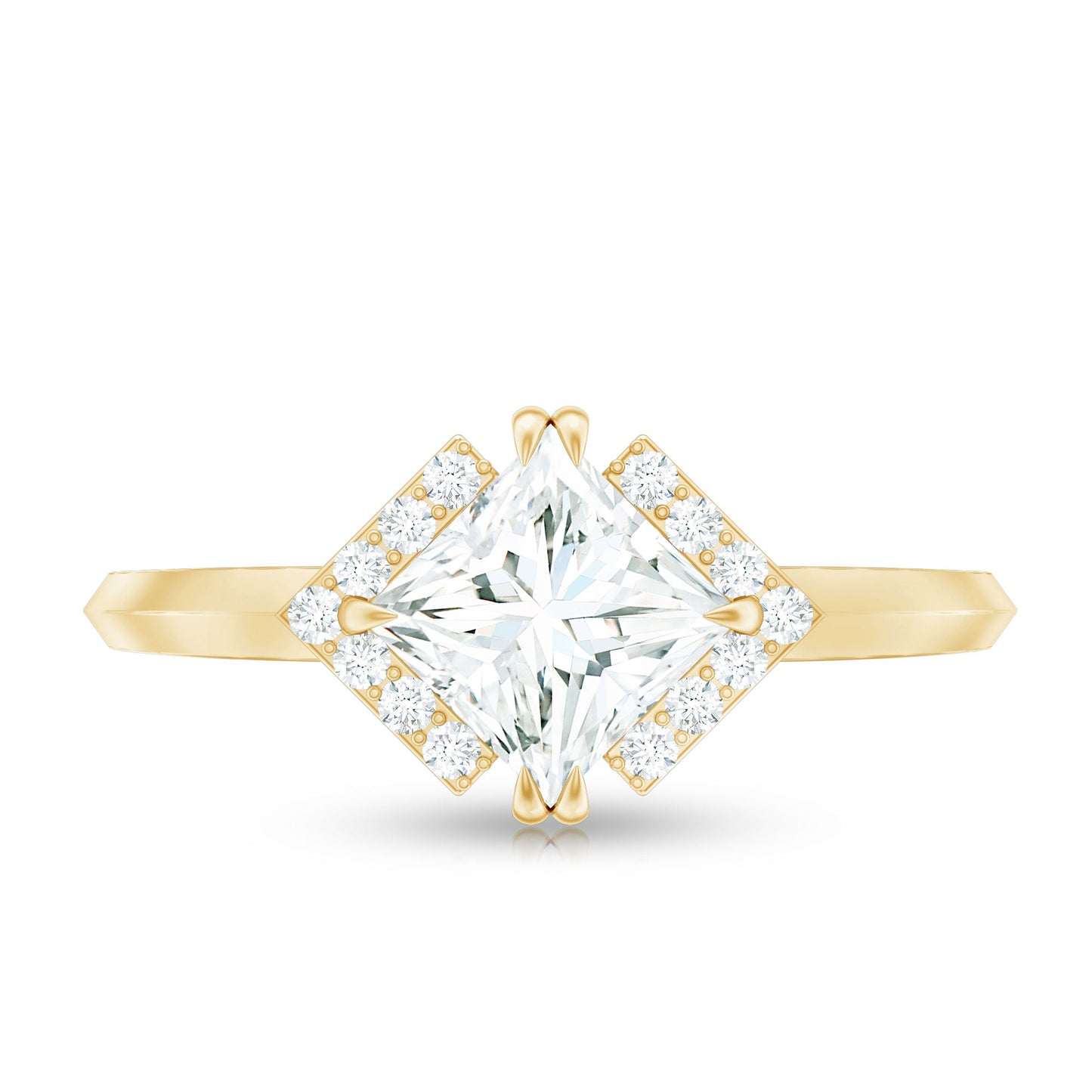 Princess Cut Certified Moissanite Halo Engagement Ring