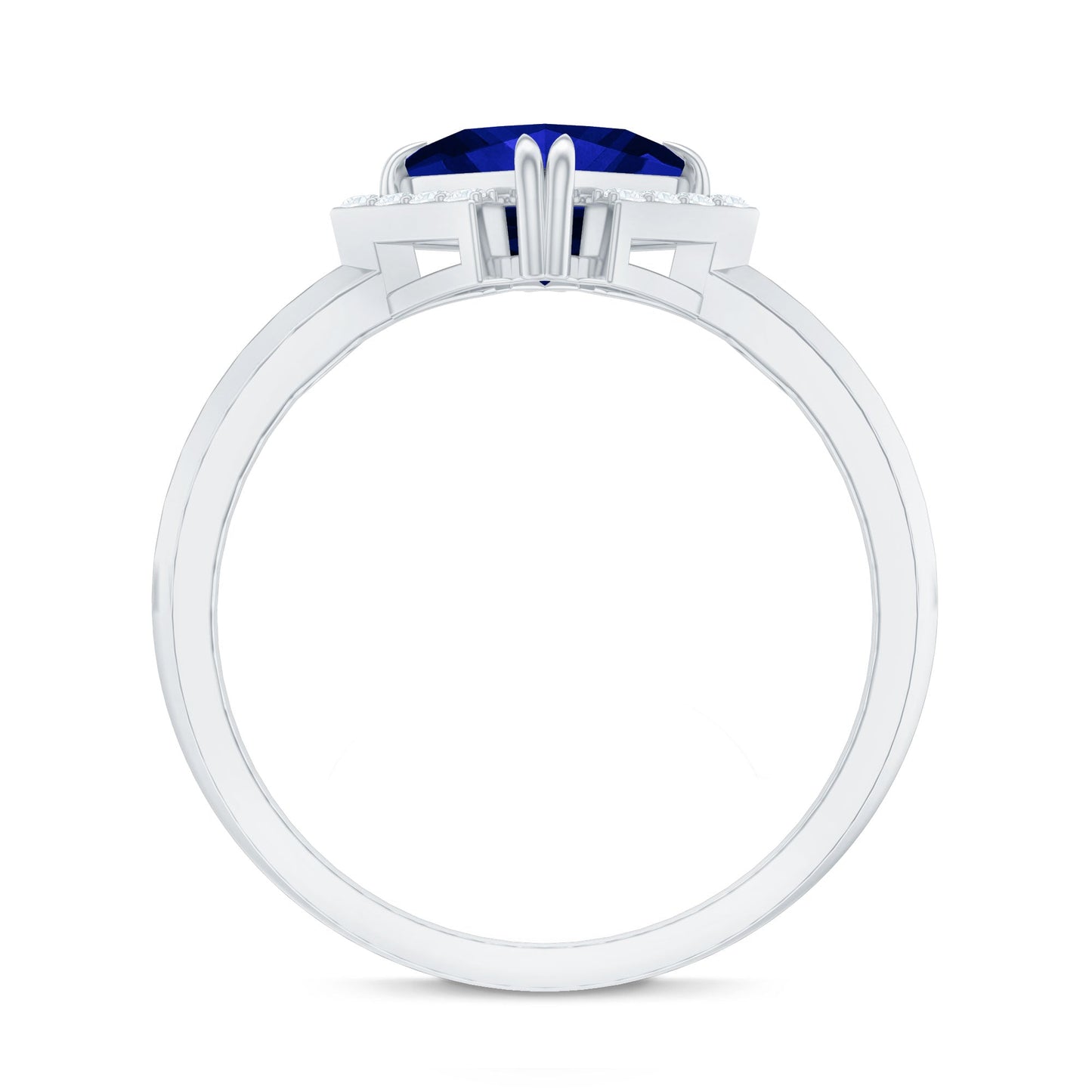 Certified 1.5 Carat Princess Cut Lab Grown Blue Sapphire Diamond Engagement Ring