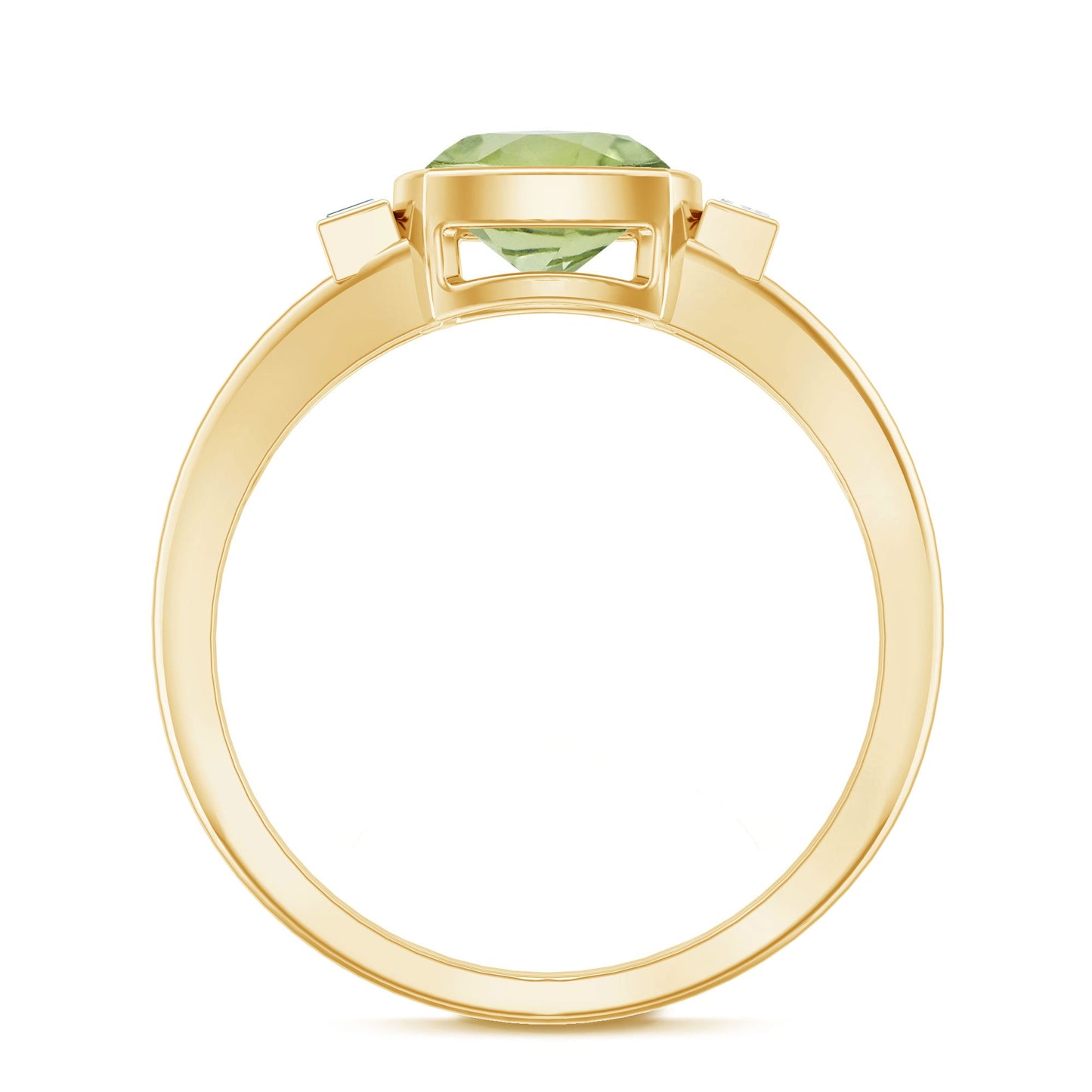 Natural 2 Carat Peridot Cushion Cut Engagement Ring with Diamond