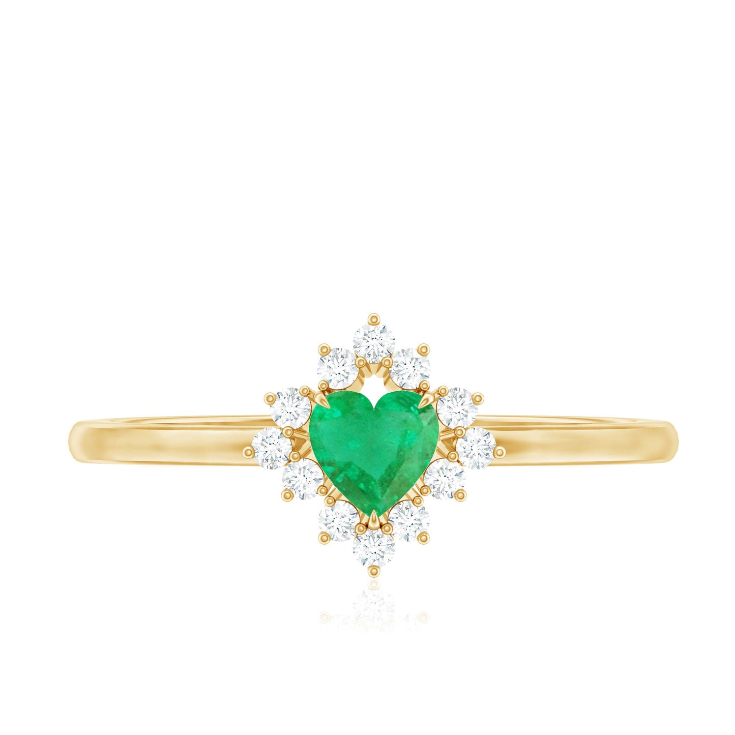 Heart Shape Emerald and Diamond Promise Ring