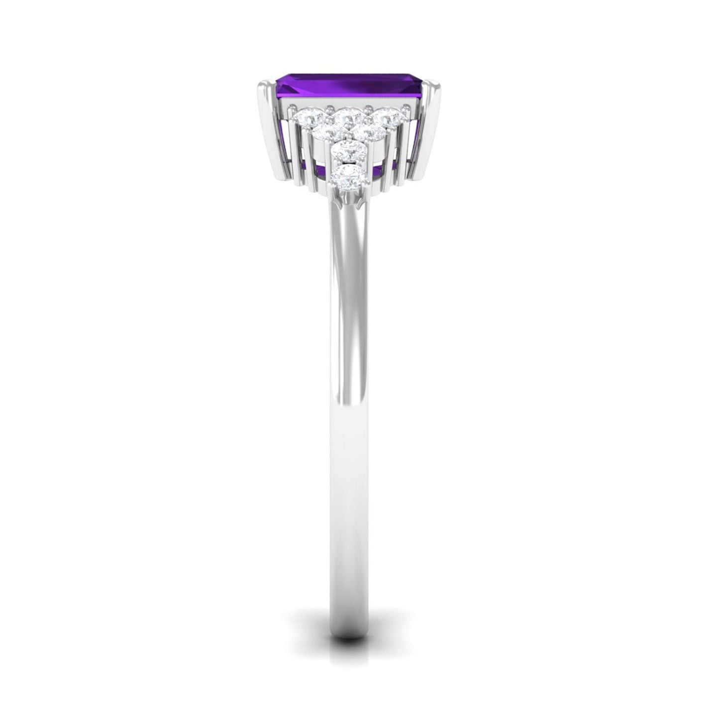 Natural 1.4 Carat Amethyst Emerald Cut Engagement Ring