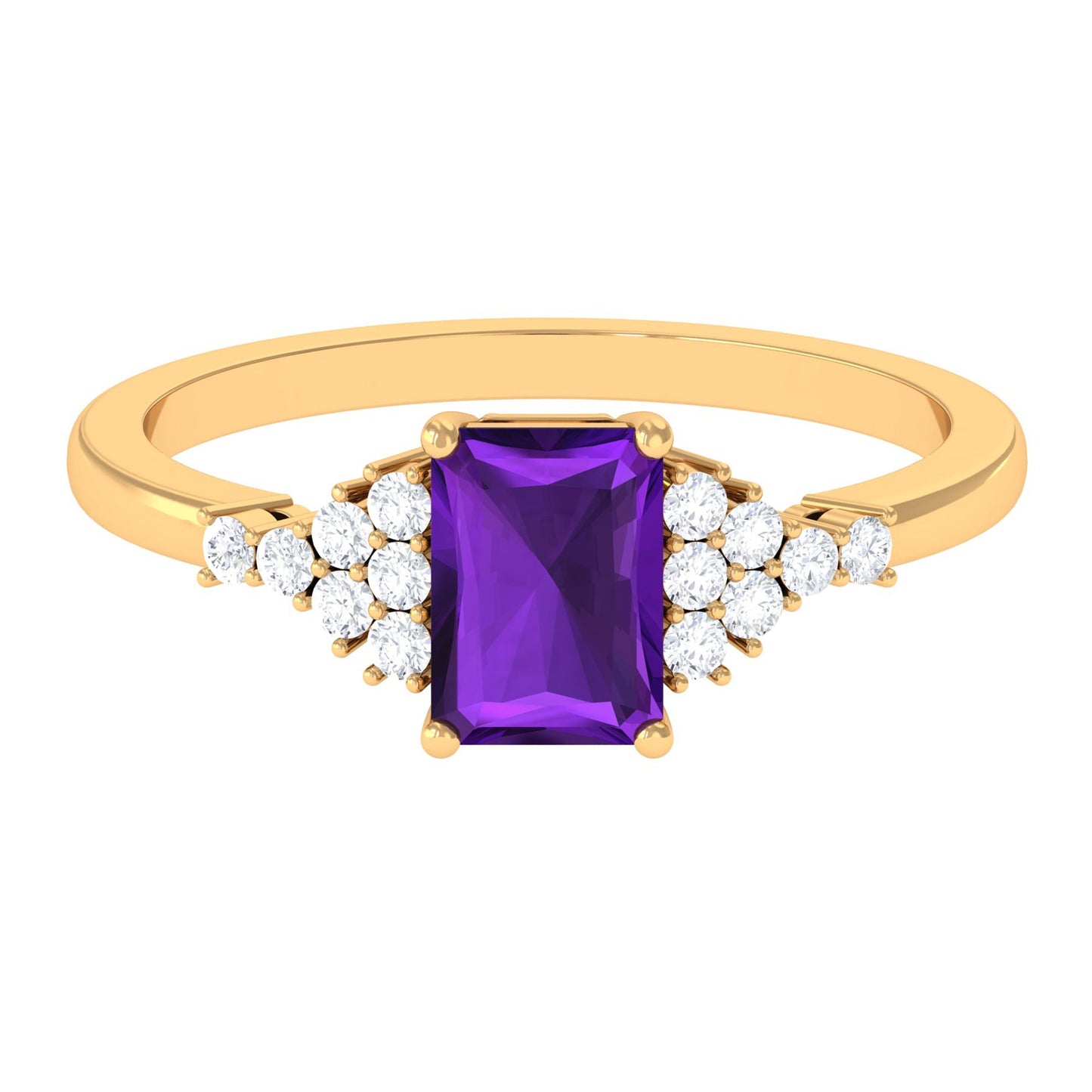 Natural 1.4 Carat Amethyst Emerald Cut Engagement Ring