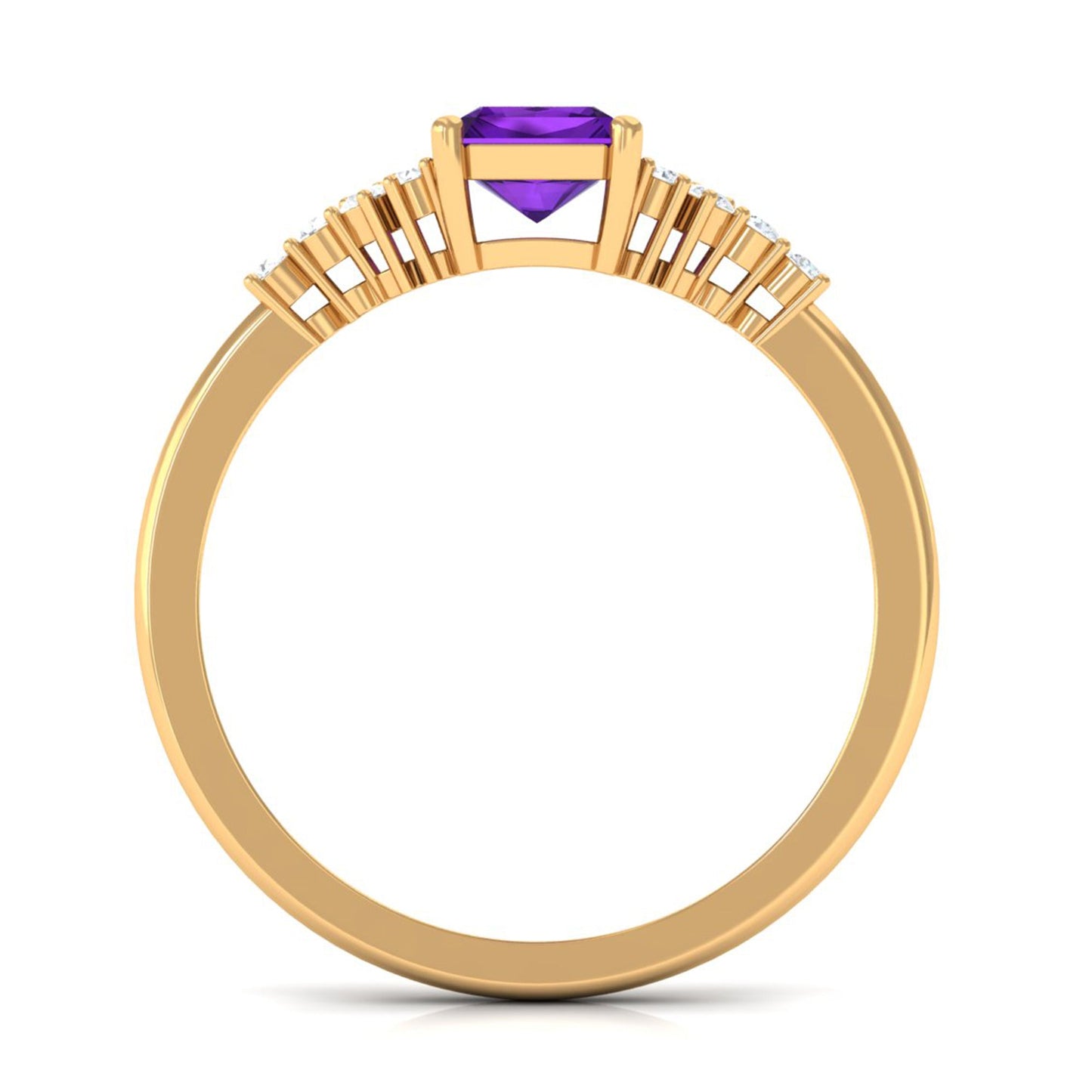 Natural 1.4 Carat Amethyst Emerald Cut Engagement Ring