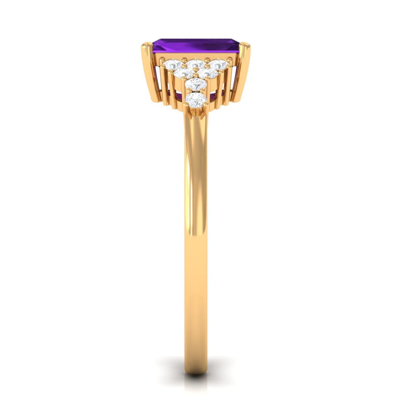 Natural 1.4 Carat Amethyst Emerald Cut Engagement Ring