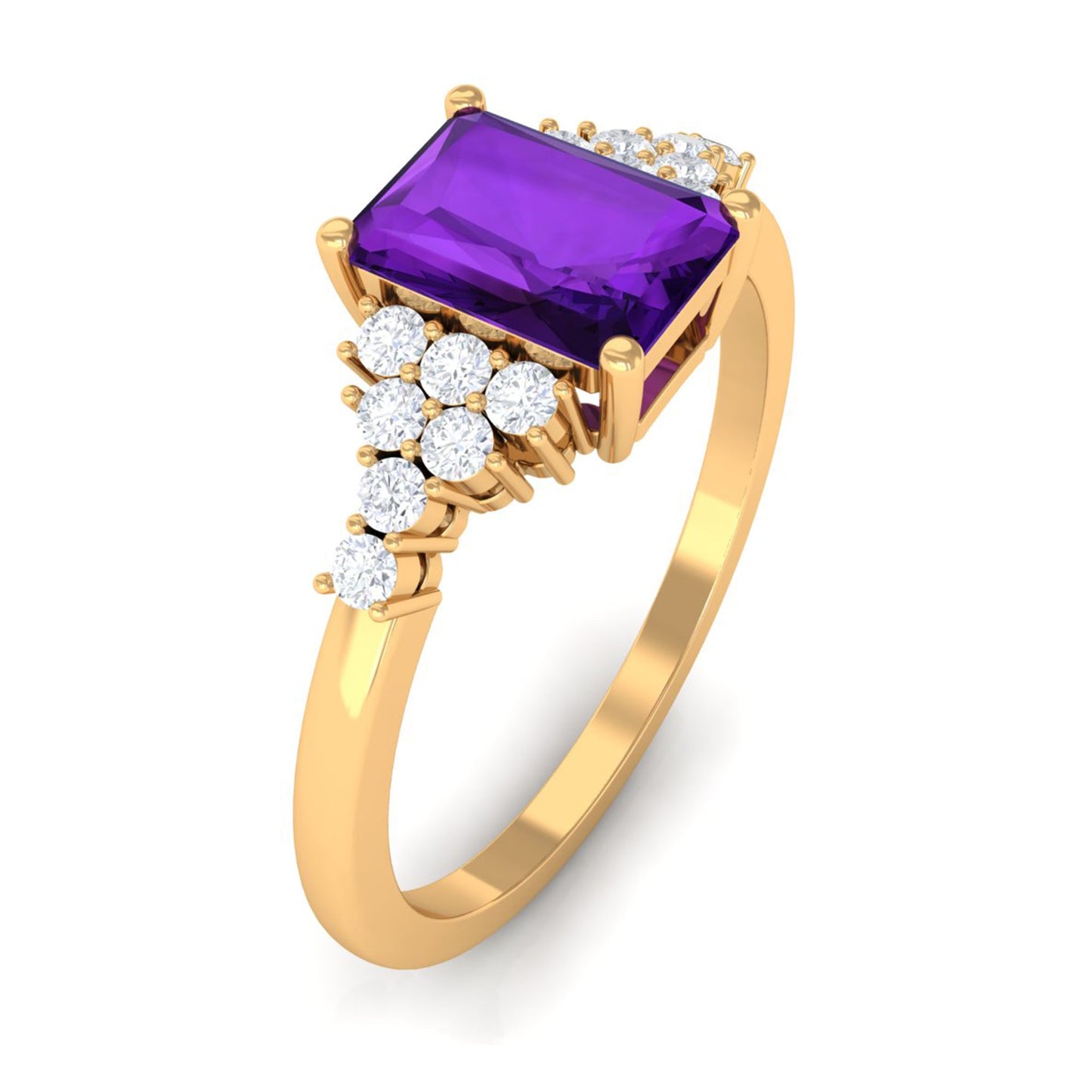 Natural 1.4 Carat Amethyst Emerald Cut Engagement Ring