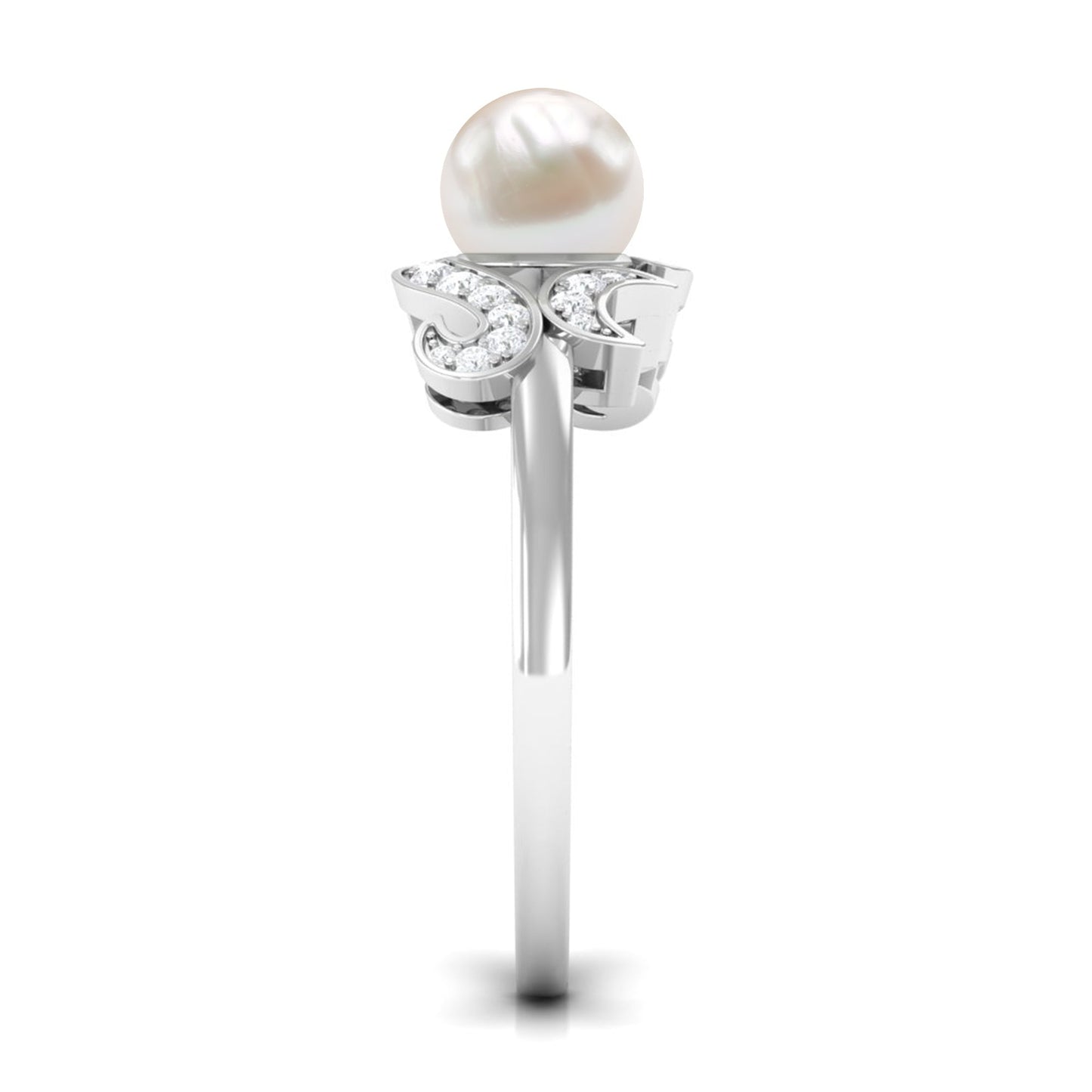 Designer 3 Carat Freshwater Pearl Engagement Ring with Diamond