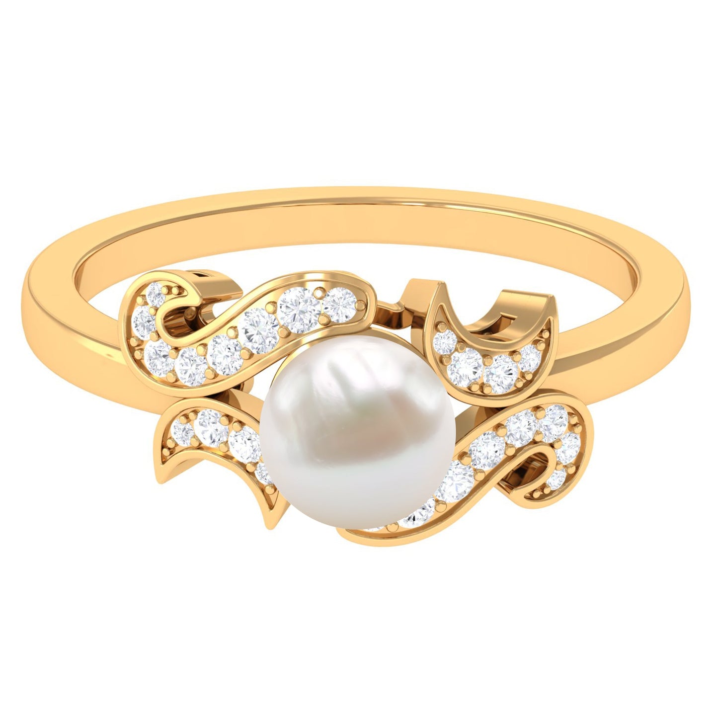 Designer 3 Carat Freshwater Pearl Engagement Ring with Diamond