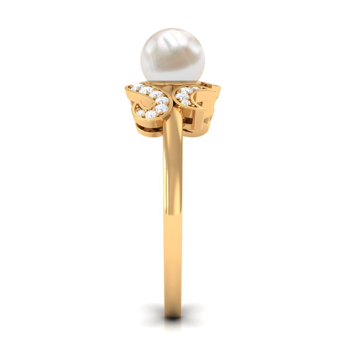 Designer 3 Carat Freshwater Pearl Engagement Ring with Diamond