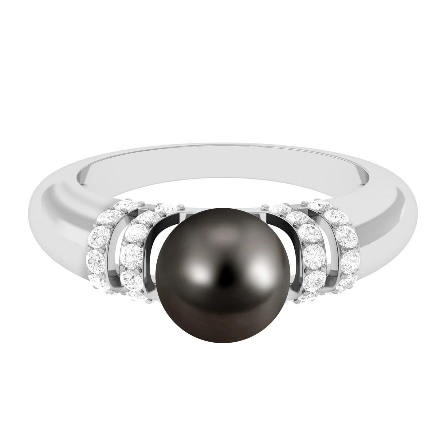 7.5 Carat Tahitian Pearl and Diamond Engagement Ring