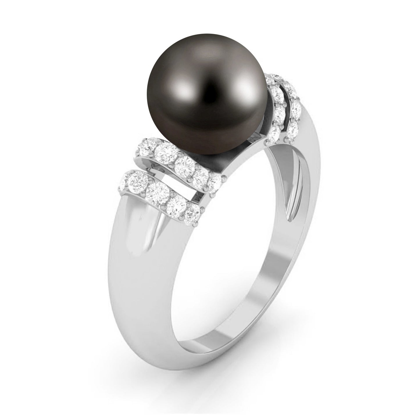7.5 Carat Tahitian Pearl and Diamond Engagement Ring