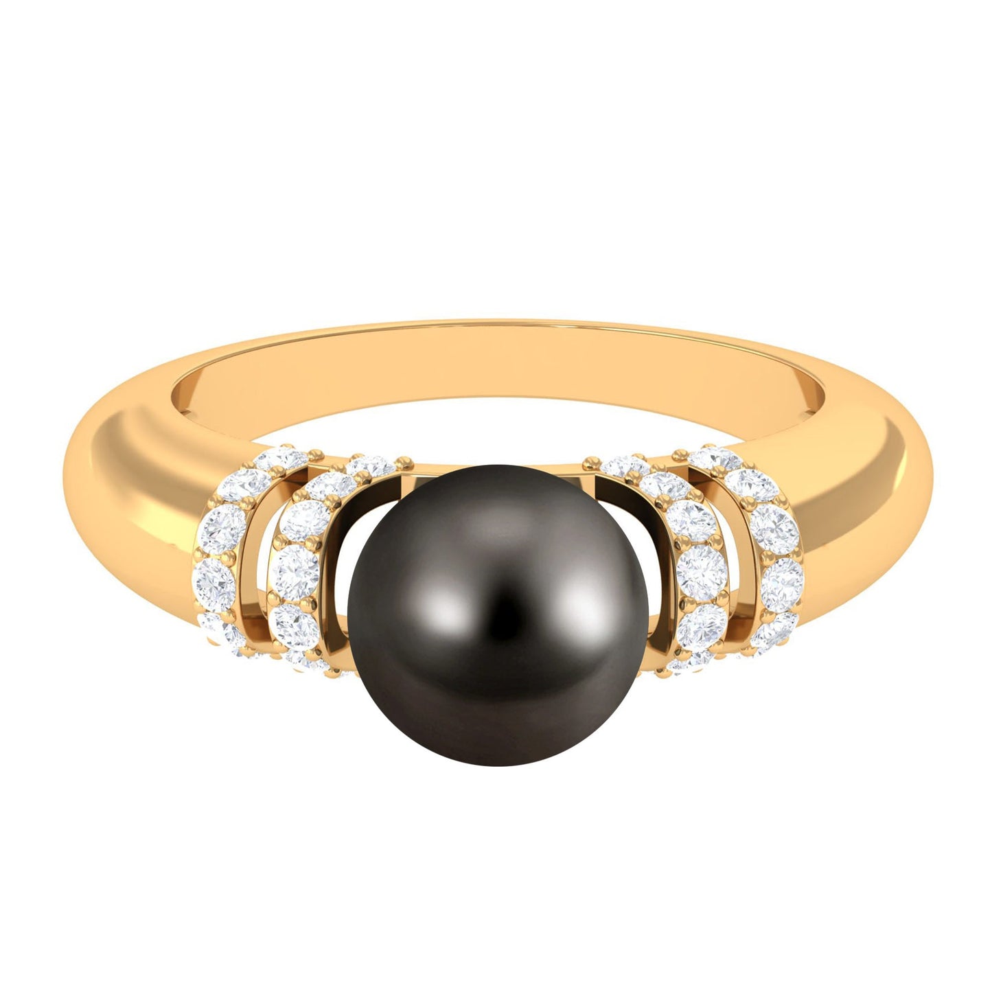 7.5 Carat Tahitian Pearl and Diamond Engagement Ring