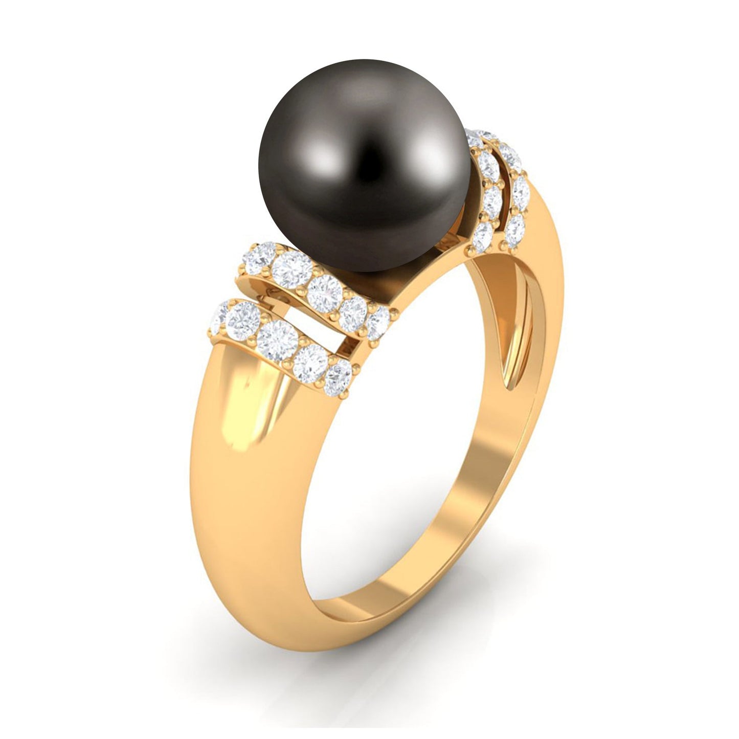 7.5 Carat Tahitian Pearl and Diamond Engagement Ring