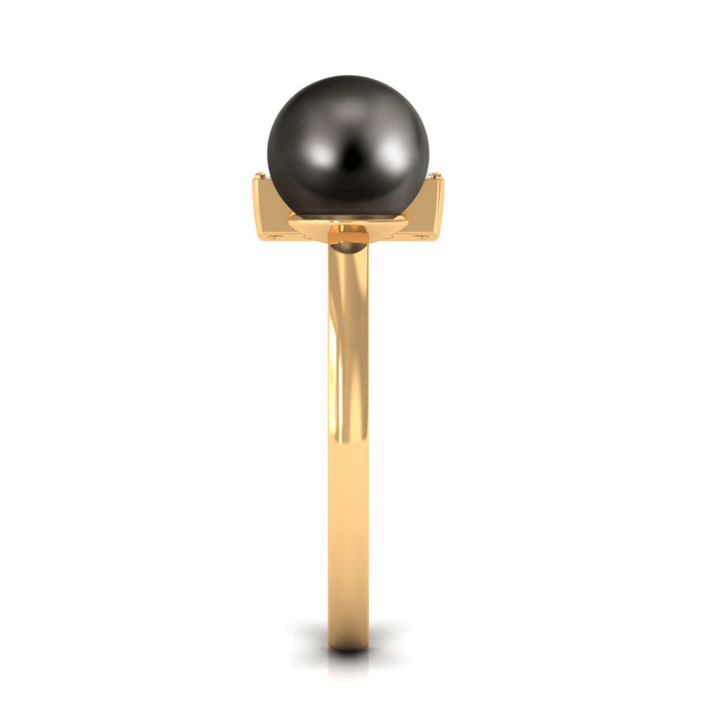 Tahitian Pearl and Diamond Modern Cuff Engagement Ring