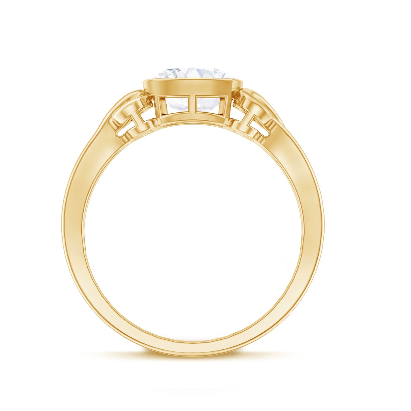 Vintage Style Cushion Moissanite Solitaire Ring in Bezel Setting