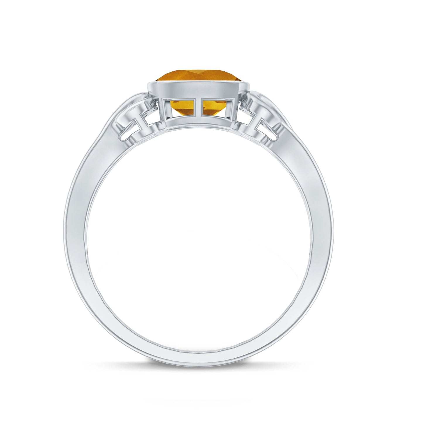 Vintage Inspired Citrine Engagement Ring in Bezel Setting