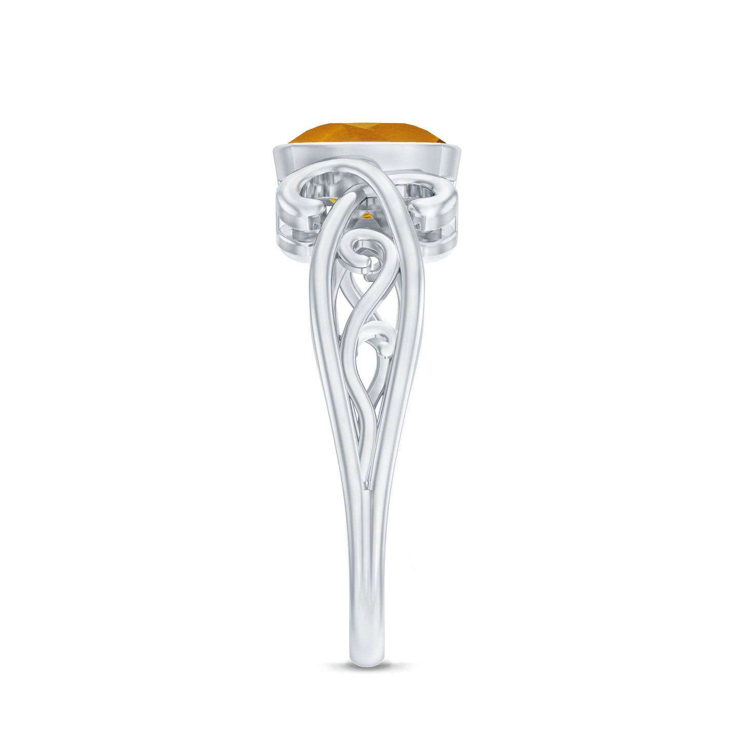 Vintage Inspired Citrine Engagement Ring in Bezel Setting
