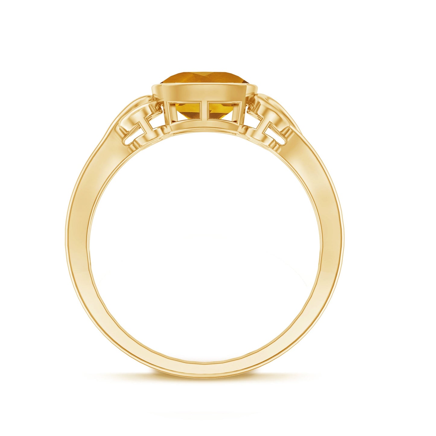 Vintage Inspired Citrine Engagement Ring in Bezel Setting