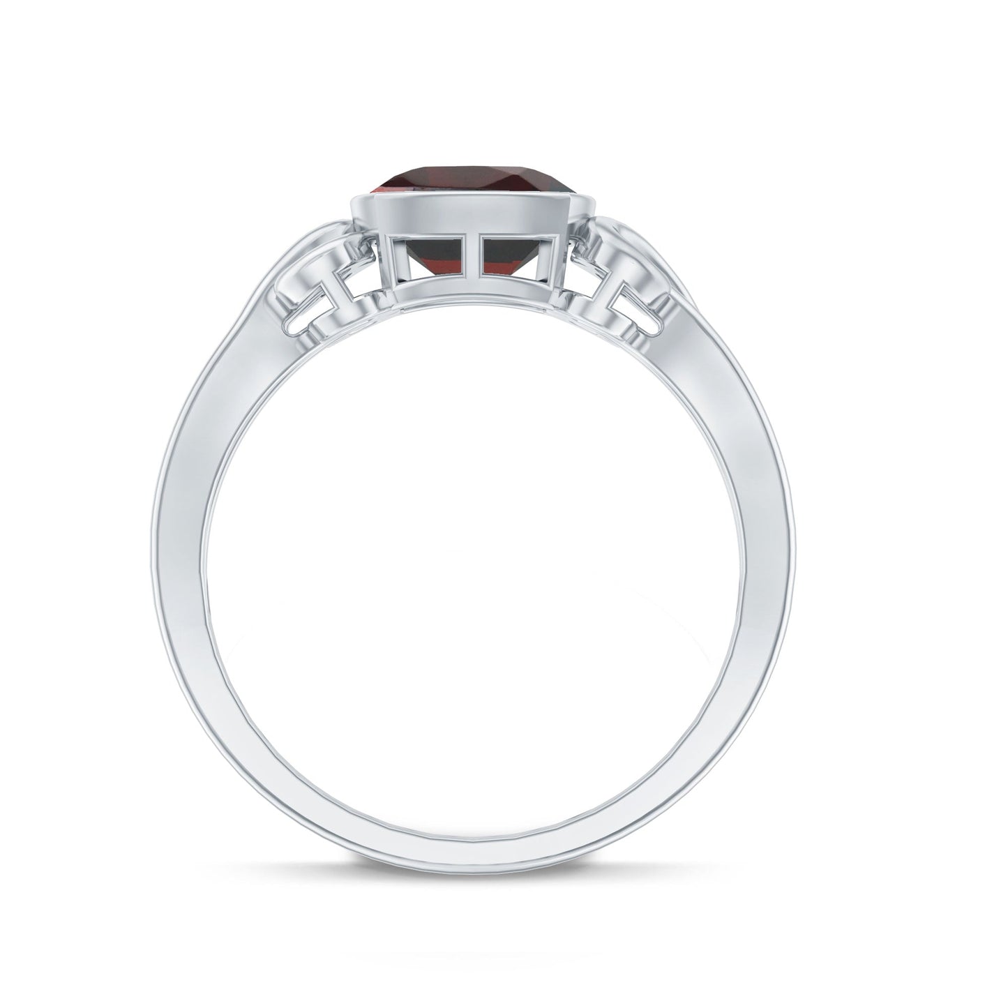 Vintage Looking Garnet Cushion Cut Engagement Ring