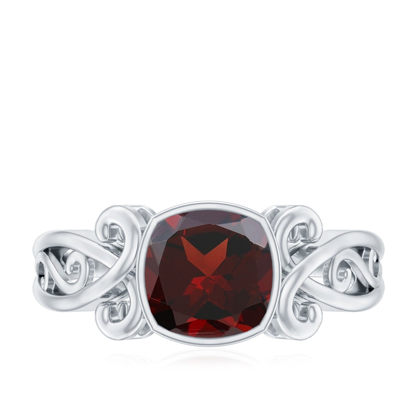Vintage Looking Garnet Cushion Cut Engagement Ring