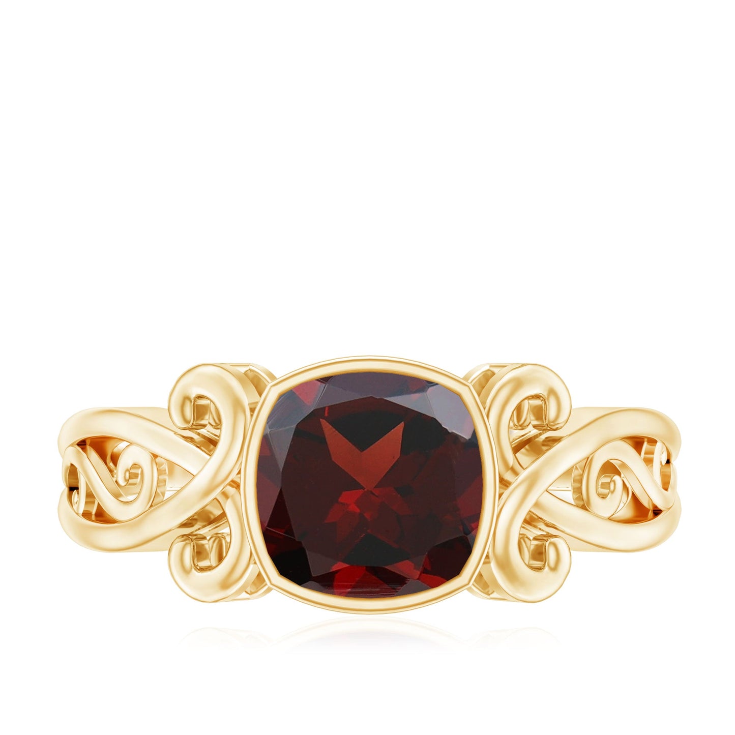 Vintage Looking Garnet Cushion Cut Engagement Ring