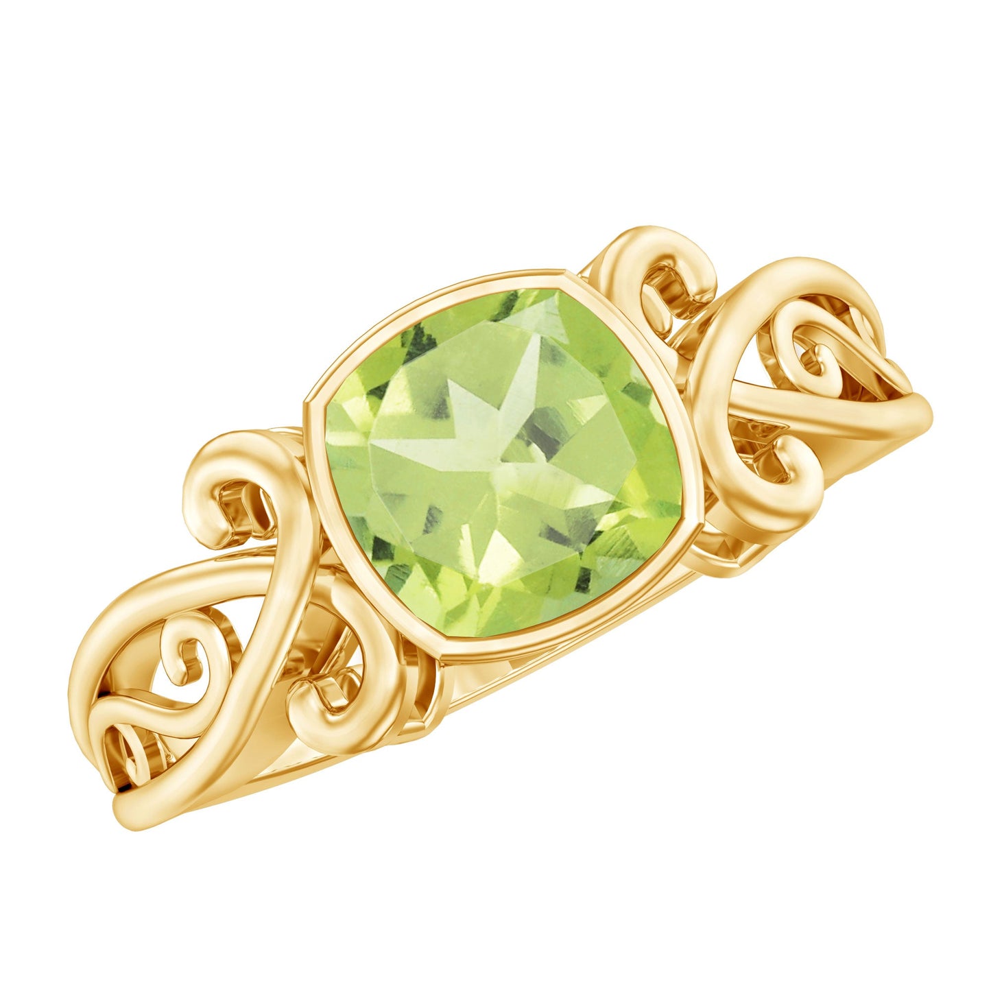 Vintage Style 2 Carat Peridot Cushion Cut Engagement Ring
