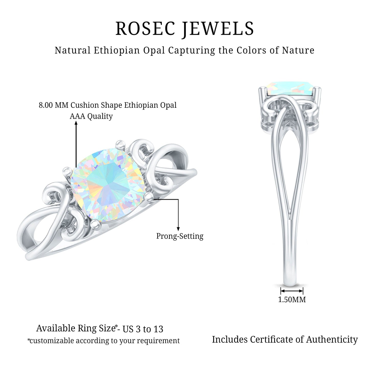 1.8 Carat Ethiopian Opal Vintage Engagement Ring With Certificate