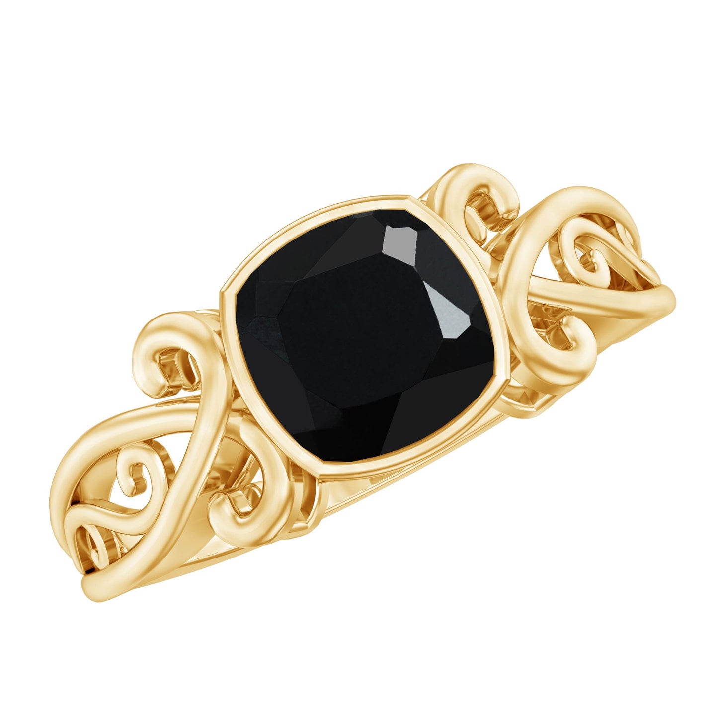 2 Carat Cushion Cut Black Onyx Vintage Engagement Ring For Women