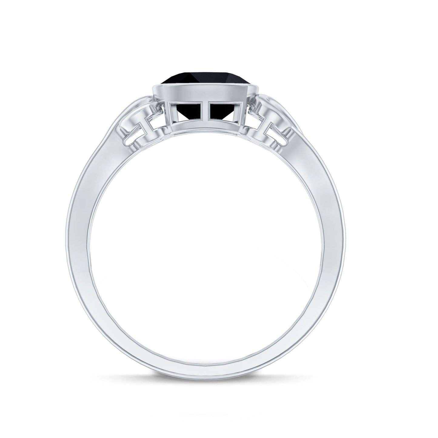 Vintage Style Black Spinel Cushion Cut Engagement Ring