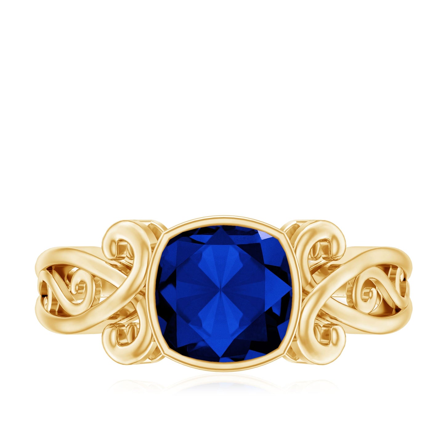 Vintage Style 2.75 Carat Cushion Cut Lab Grown Blue Sapphire Engagement Ring