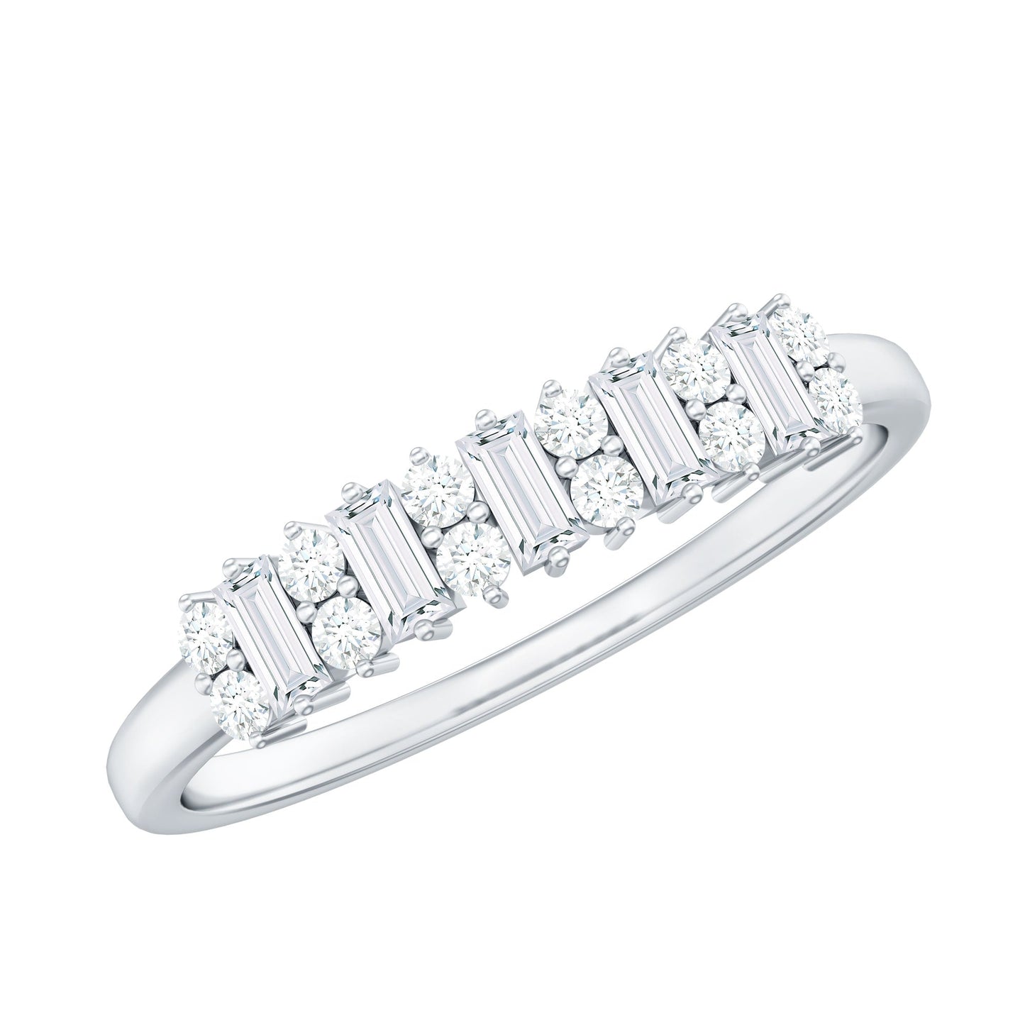 Anniversary Band Ring with Certified Moissanite Stones