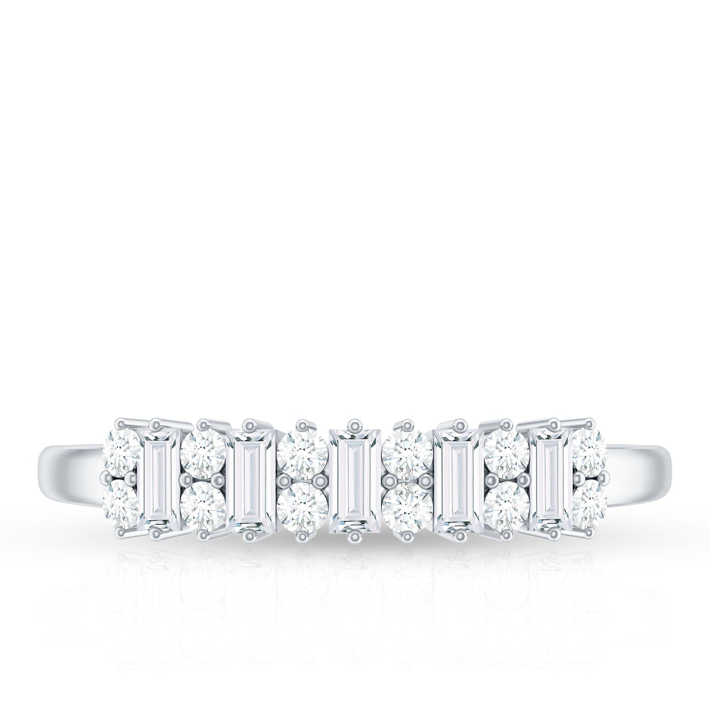 Anniversary Band Ring with Certified Moissanite Stones