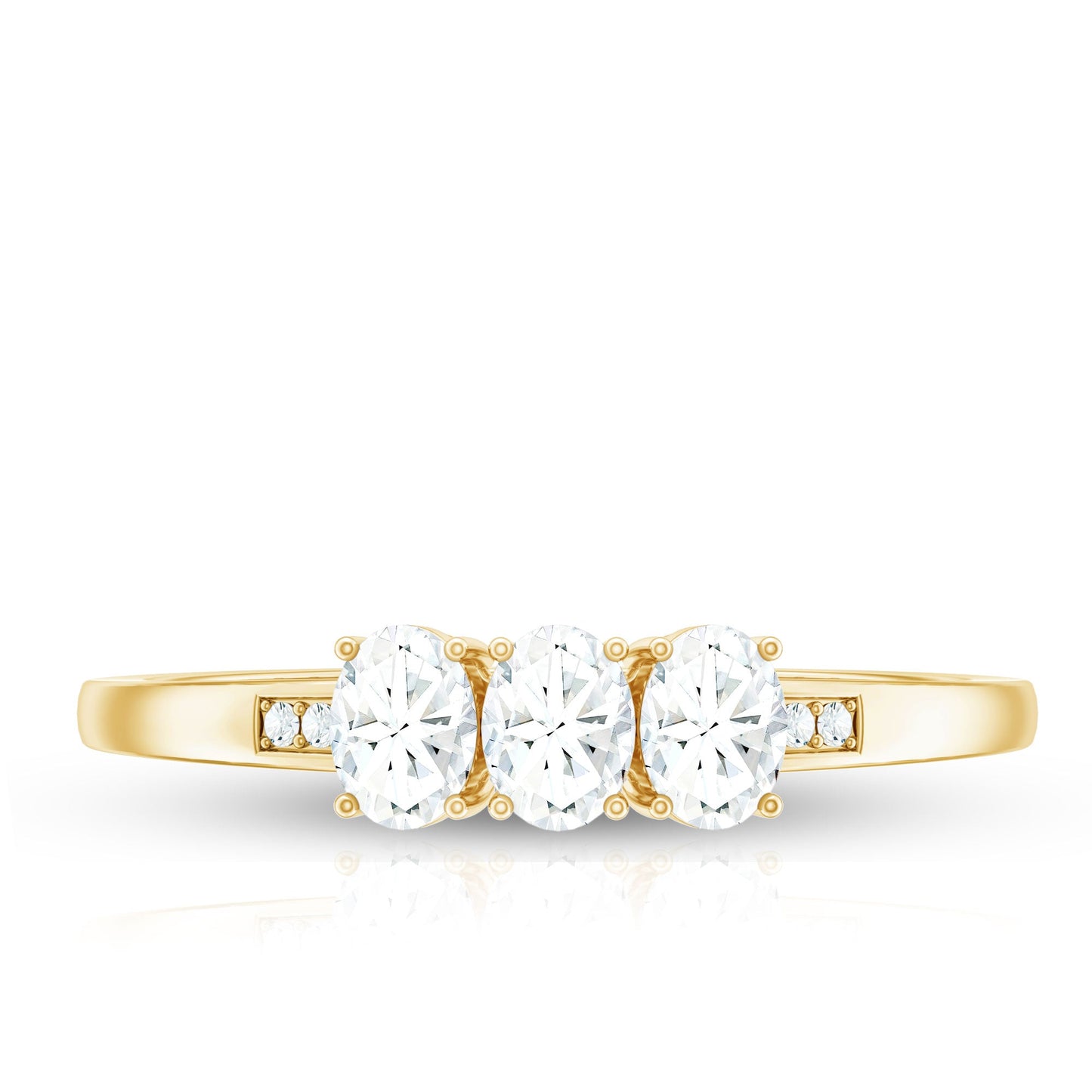 Oval Shaped Moissanite Three Stone Ring for Women