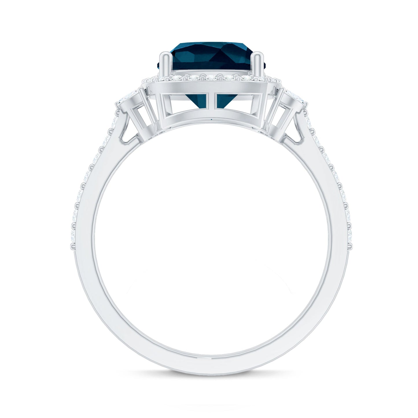 Certified Cushion Cut London Blue Topaz and Diamond Engagement Ring