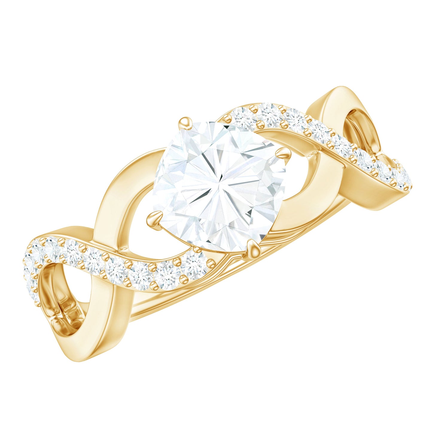 Cushion Cut Moissanite Infinity Band Engagement Ring