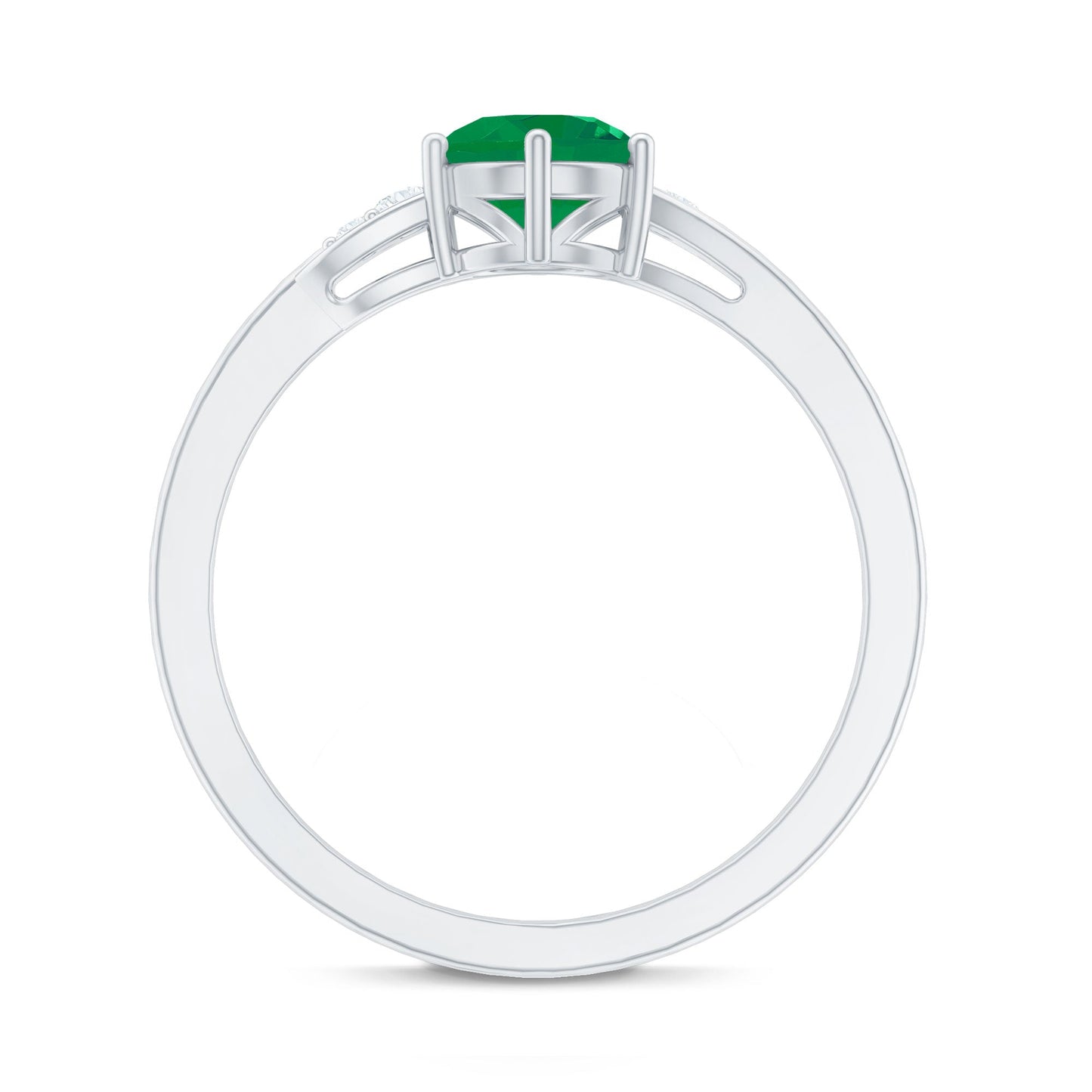 Certified Natural Emerald Promise Ring with Diamond