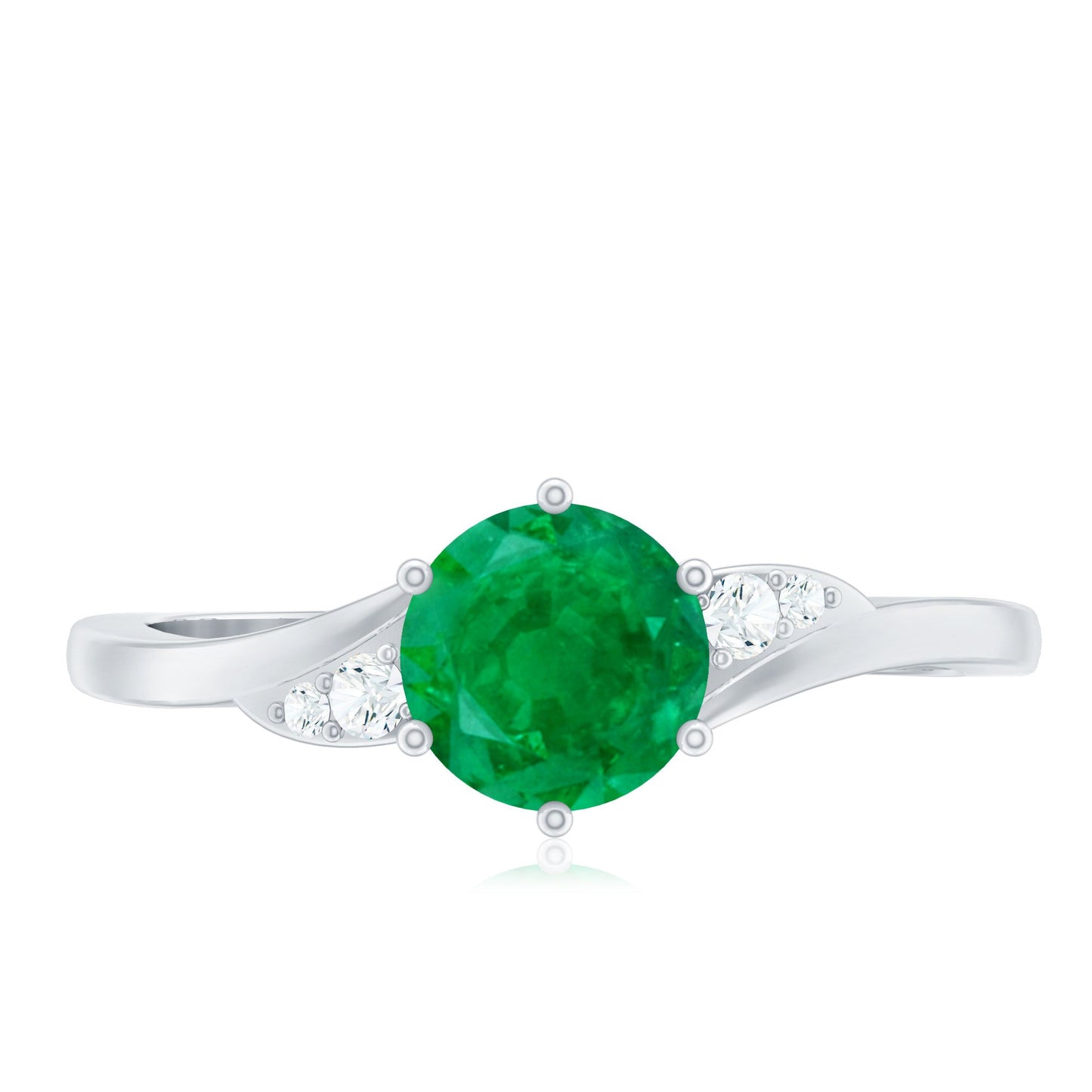 Certified Natural Emerald Promise Ring with Diamond