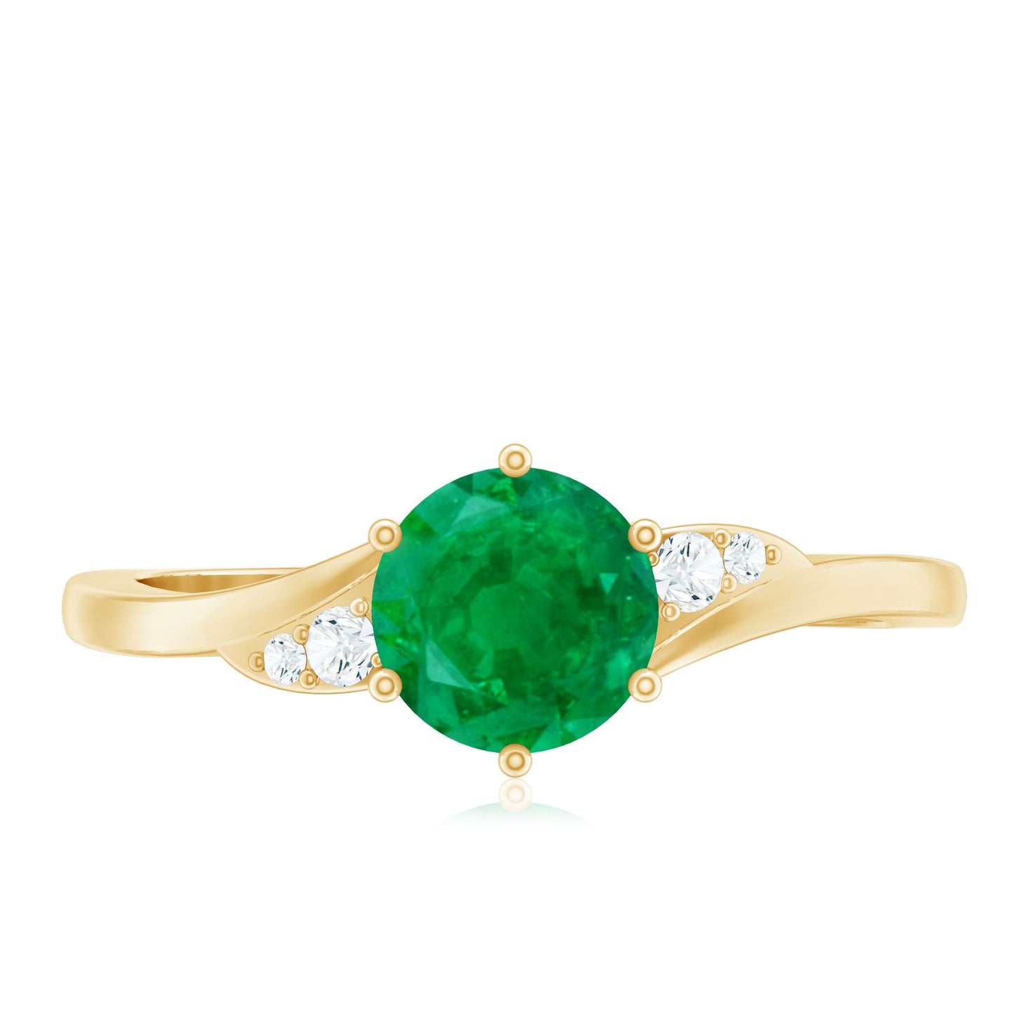 Certified Natural Emerald Promise Ring with Diamond