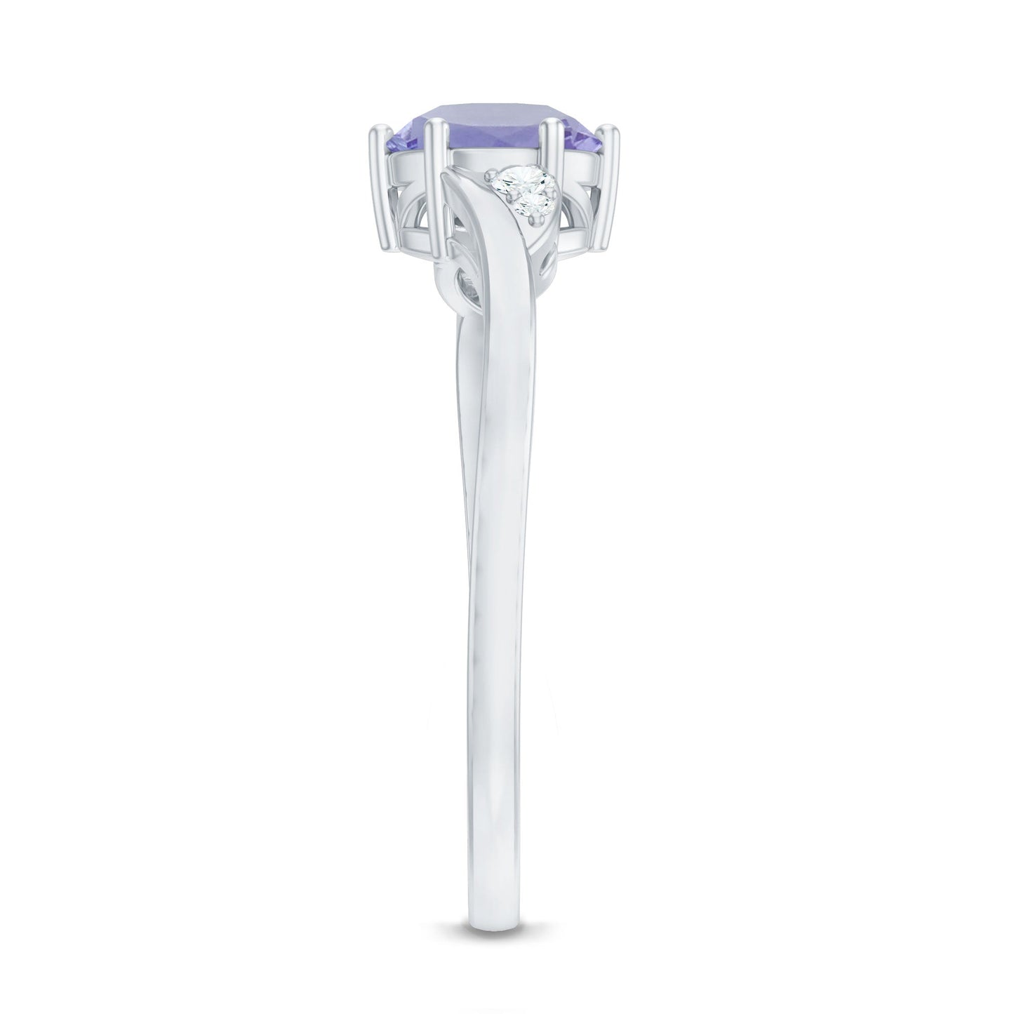Natural Tanzanite Promise Ring with Diamond Bypass Shank