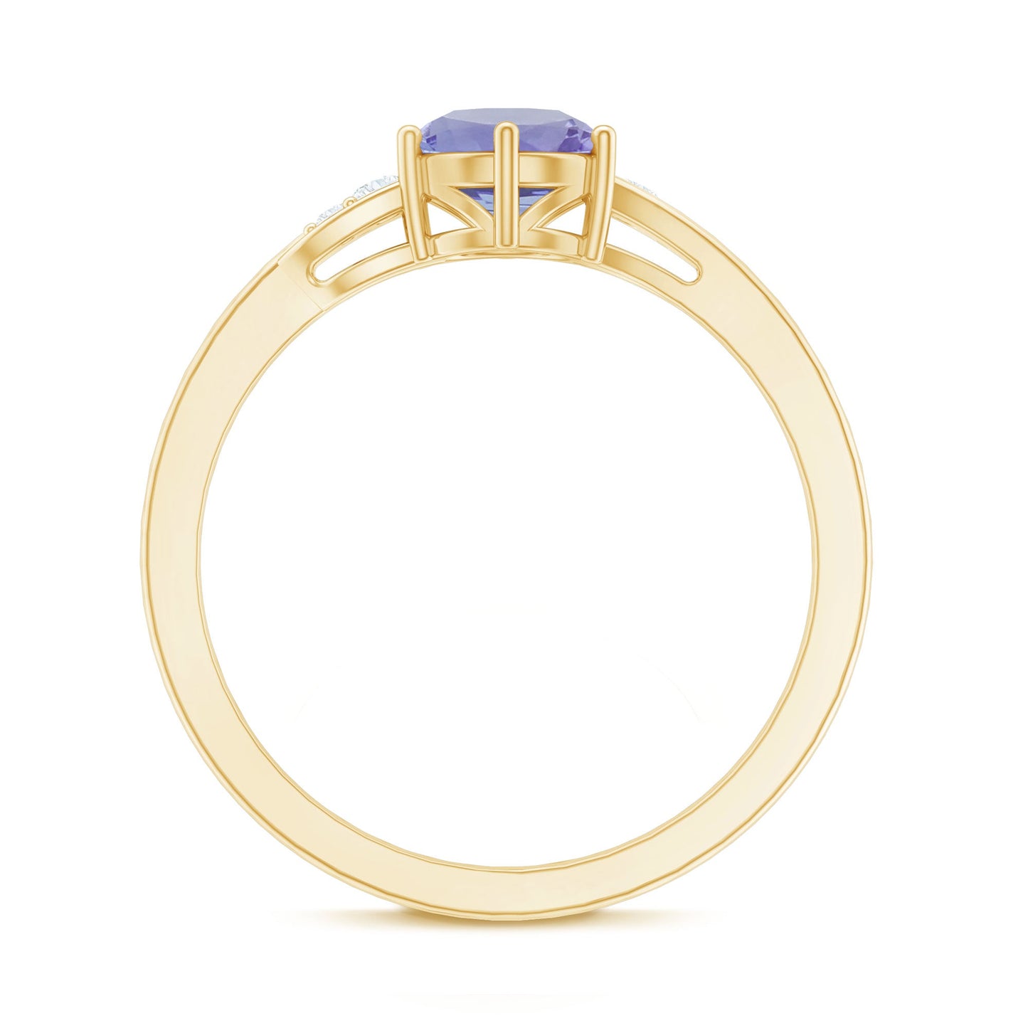 Natural Tanzanite Promise Ring with Diamond Bypass Shank