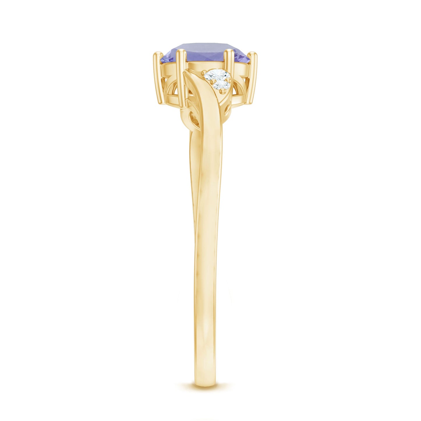 Natural Tanzanite Promise Ring with Diamond Bypass Shank