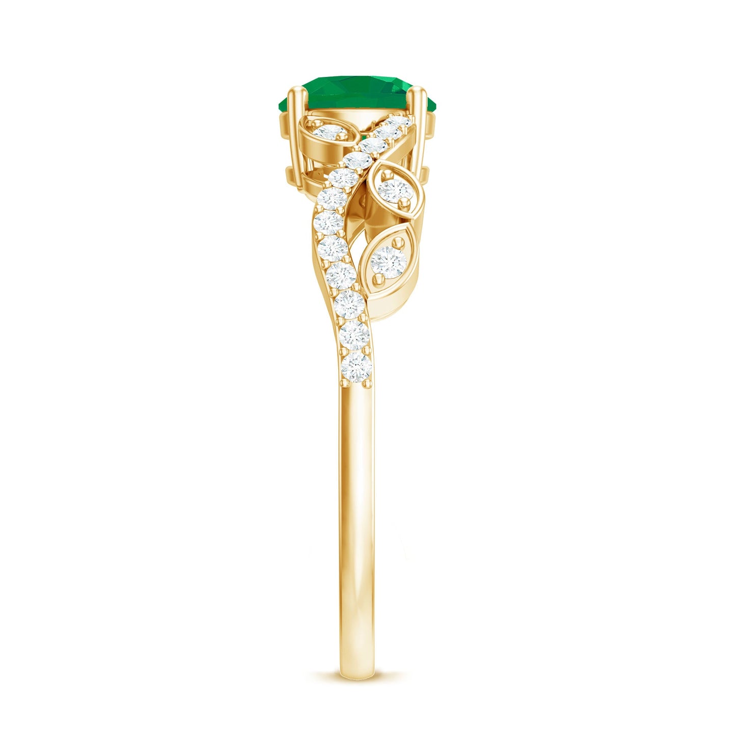 Nature Inspired Emerald Engagement Ring with Natural Diamond