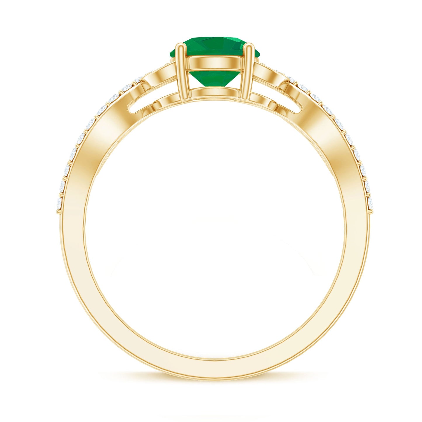 Nature Inspired Emerald Engagement Ring with Natural Diamond